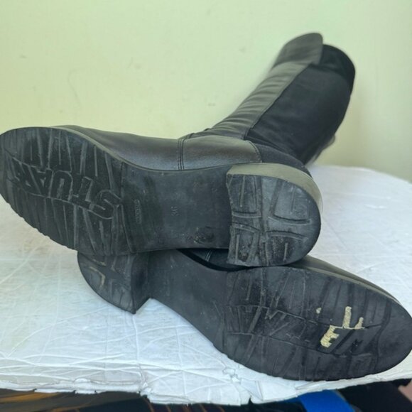 STUART WEITZMAN 5050 Leather OverThe Knee Boots Stretch Tall Block Heel Minimal - Picture 8 of 16